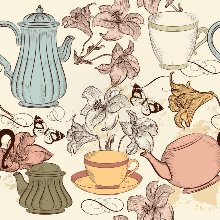 Seamless wallpaper background with teapots