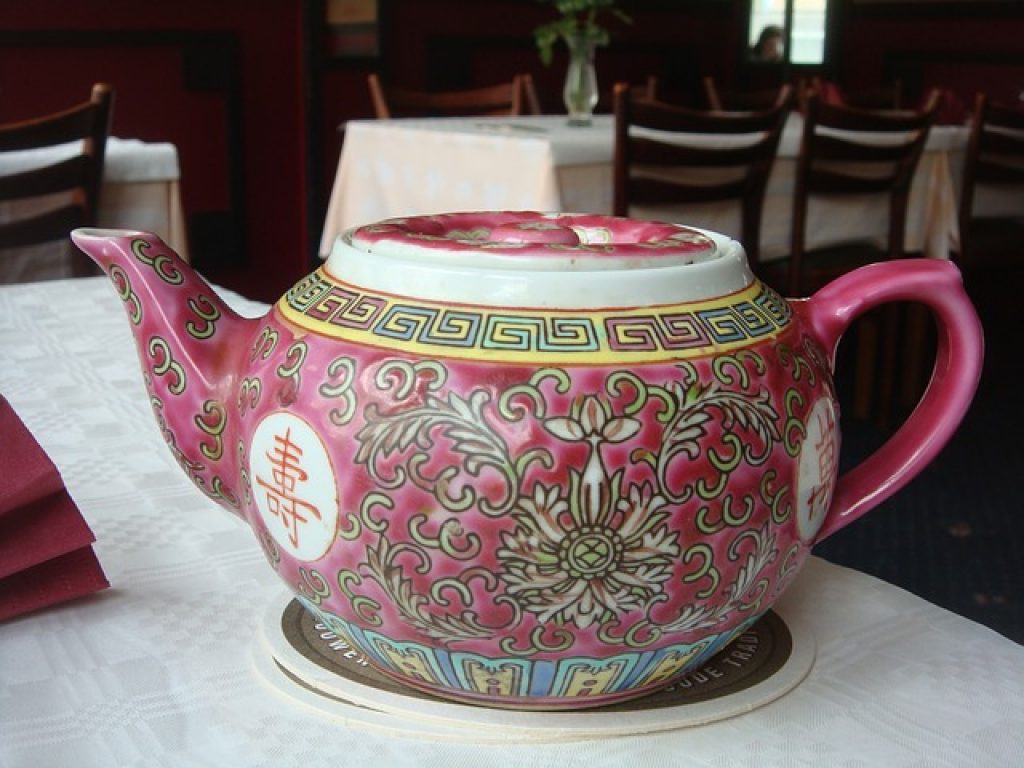 pink chinese teapot