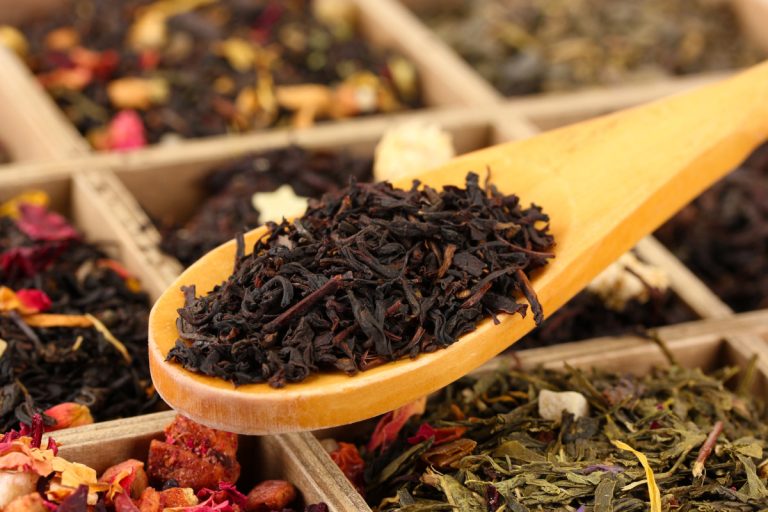 assortment of dry tea in wooden box