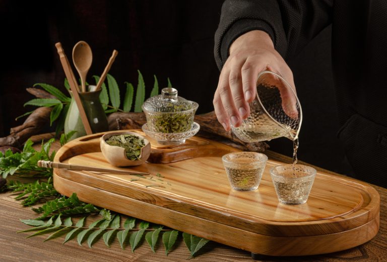 glass fair cup and tea set
