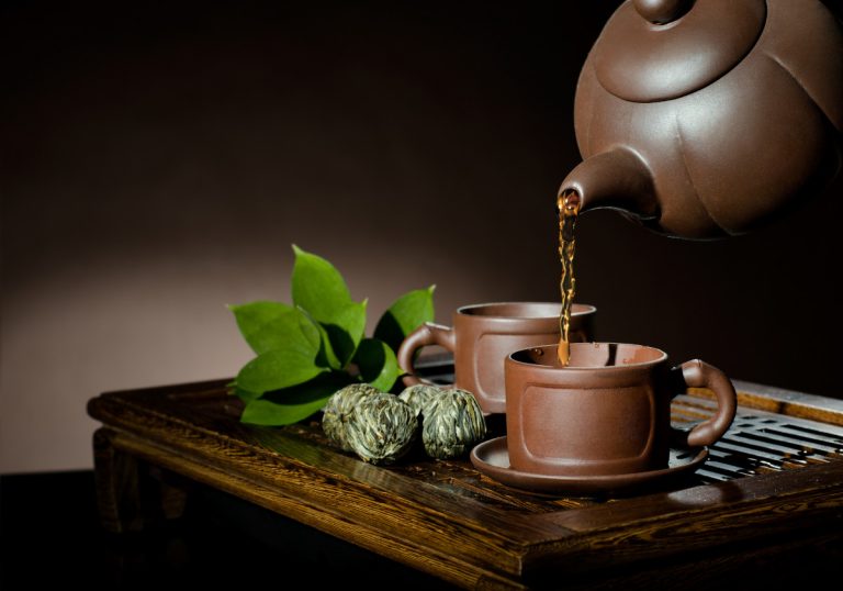tea service with clay teaware