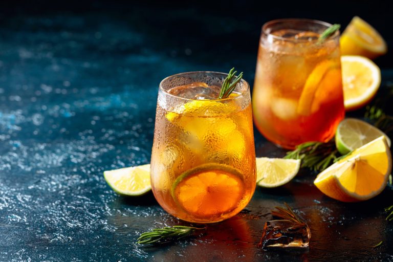 iced tea with lemon lime and ginger