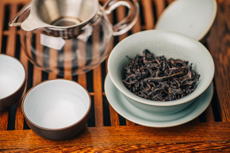 tea ceremony set with da hong pao tea